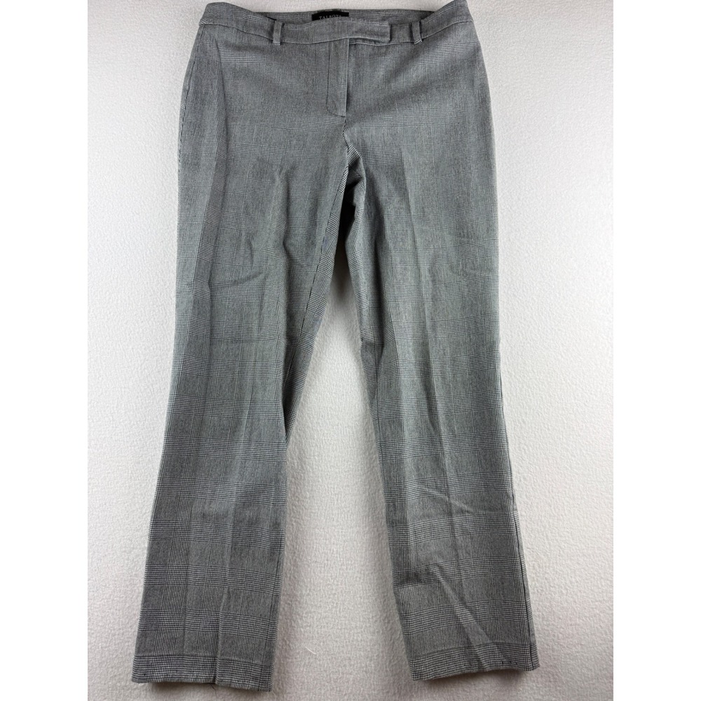 Talbots Womens Size‎ 8 High-Waist Straight Pant Glen Plaid Black White Check